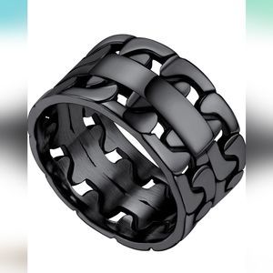 Black plated men's ring size 9